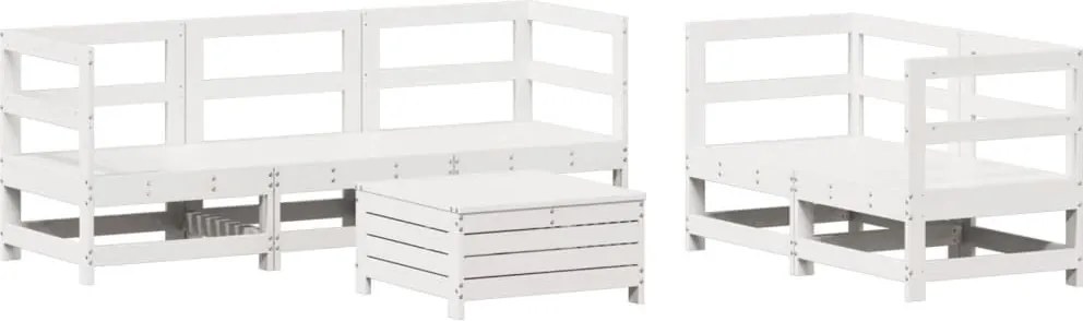vidaXL Set canapea de grădină, 6 piese, alb, lemn masiv pin