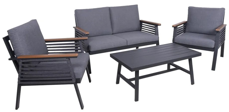 Set mobilier de grădină gri închis din aluminiu pentru 4 persoane Denia – Garden Pleasure