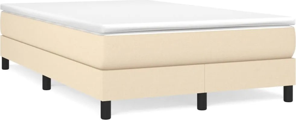 vidaXL Pat box spring cu saltea, crem, 120x200 cm, textil