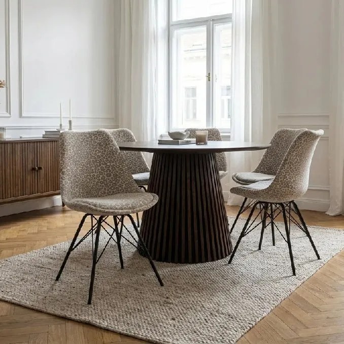 Set 4 scaune moderne Scandinavia imprimeu leopard bej-gri