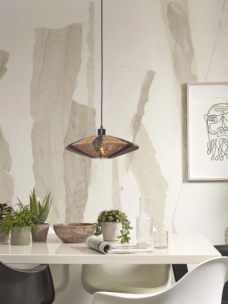 Lustra/Pendul eco din iuta Iguazu S disc 40cm, bl/nat