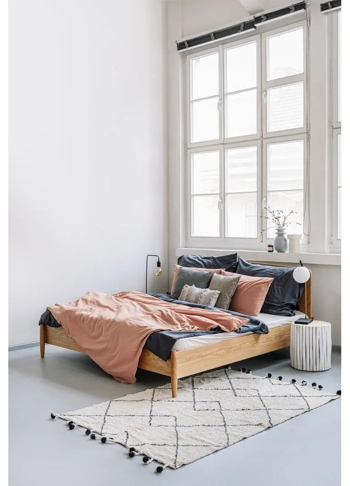 Lenjerie pentru pat dublu din bumbac stonewashed Bonami Selection, 200 x 220 cm, gri antracit