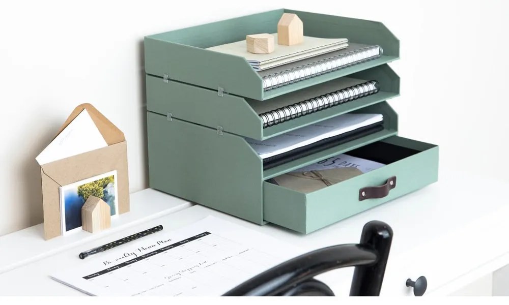 Organizator verde pentru sertar/pentru documente din carton Walter Canvas Paper Laminate – Bigso
