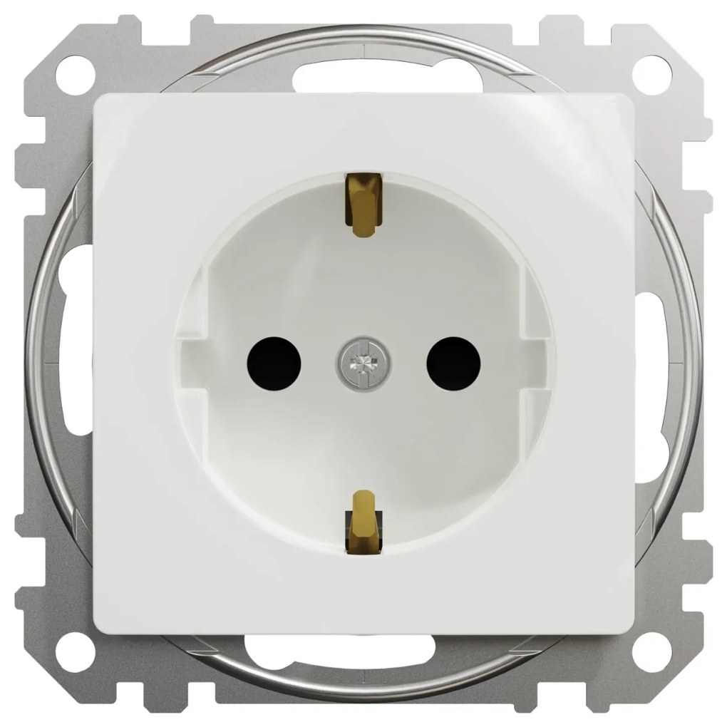 Priza simpla cu impamantare, 16A, IP20, Alb Schneider Sedna Design