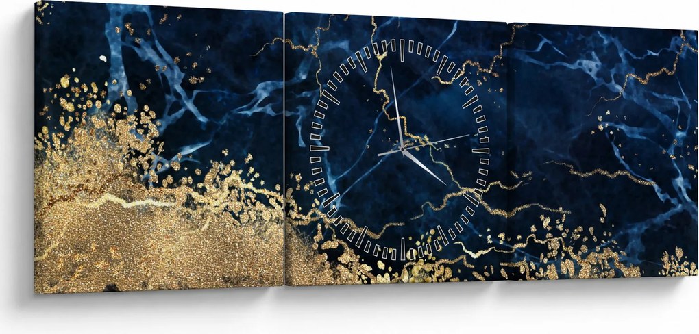 Tablou - Marmură albastru închis (cu ceas) (90x30 cm)