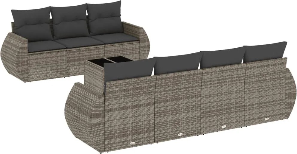 vidaXL Set canapele de grădină cu perne, 8 piese, gri, poliratan