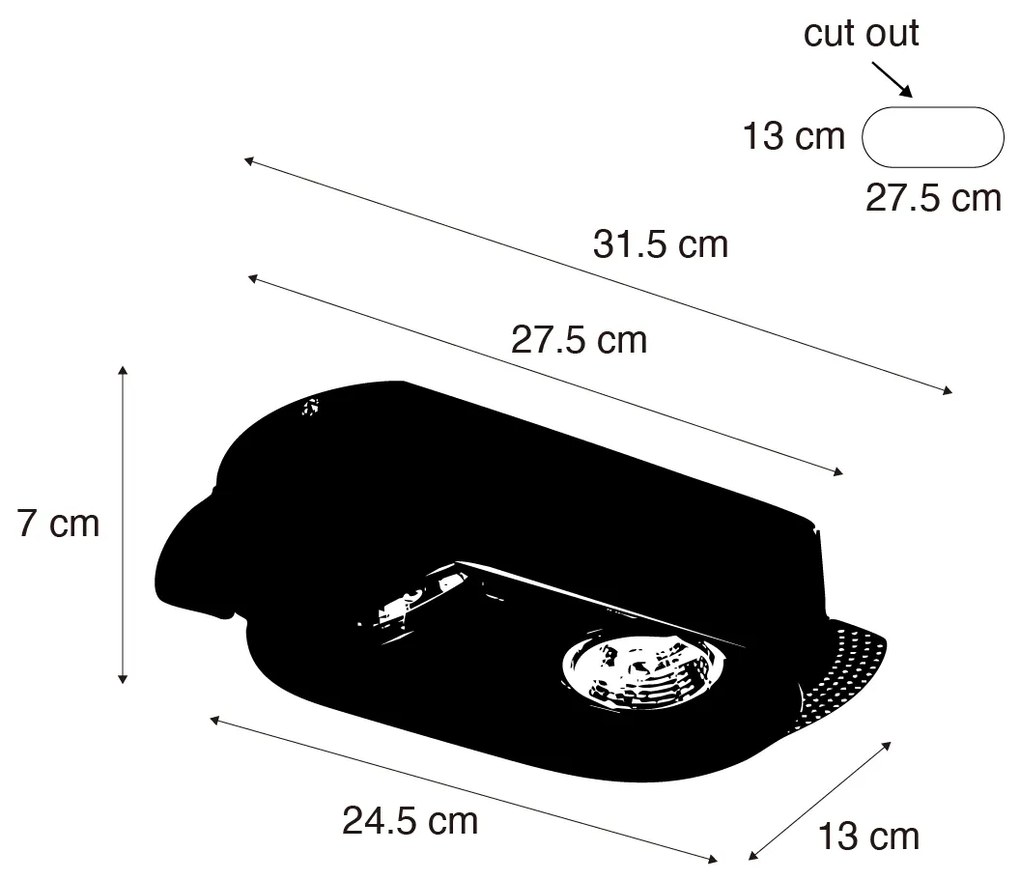Spot integrat rotund negru GU10 70mm 2 lumini - Hubs