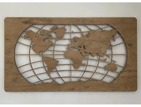 Li-Go 4868/DUB2 - Decorațiune de perete LED, 24W, 230V, 110x60 cm, stejar/harta lumii