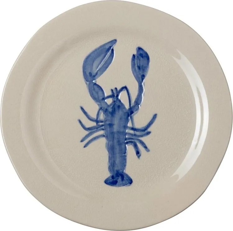Farfurie din ceramică cu homar albastru, Ø22 cm