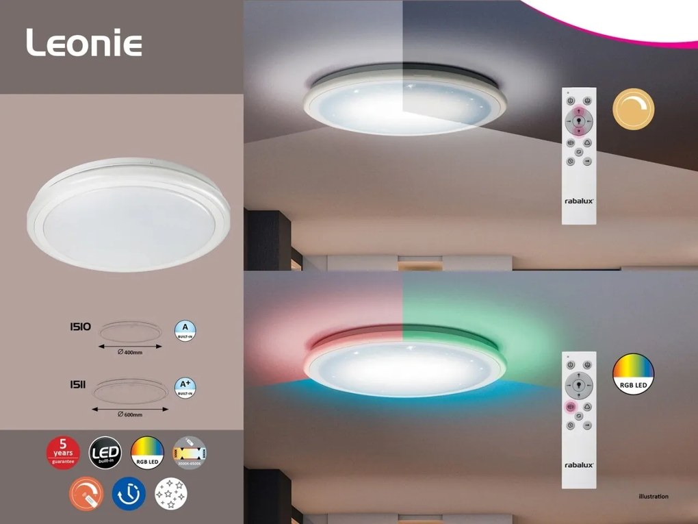 Plafoniera LED RGB cu telecomanda Leonie 40cm