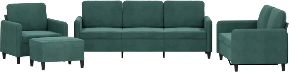 vidaXL Set de canapele, 4 piese, verde închis, catifea