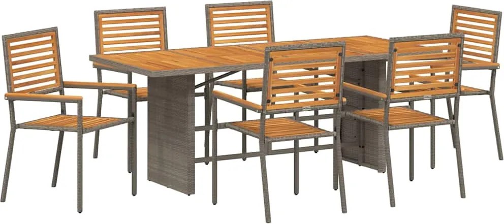 vidaXL Set de masă pentru grădină 7 pcs Gri și Brown poliratan