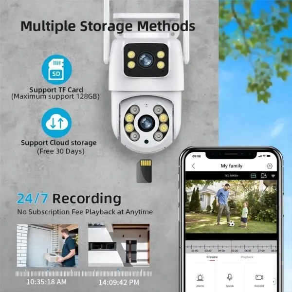 Immax NEO 07783L - Cameră smart exterioră DOUBLE 355° P/T 2x2MP IP65 Wi-Fi Tuya