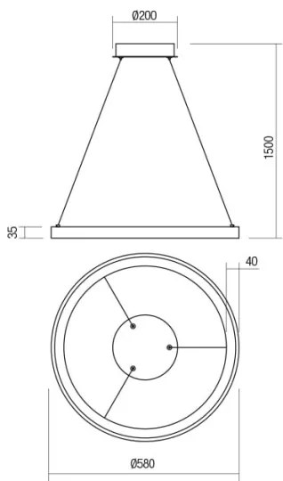 Lustră LED dimabilă pe cablu Redo 01-2674 ICONIC LED/50W/230V d. 58 cm negru