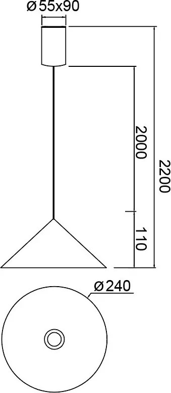 Pendul LED stil minimalist CONO D-24cm cupru