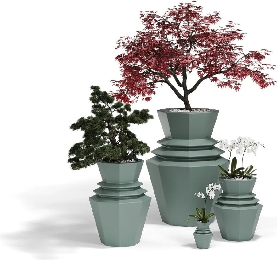 Ghiveci plante design decorativ modern exterior/interior ORIGAMI Hinoki 19x19x25cm