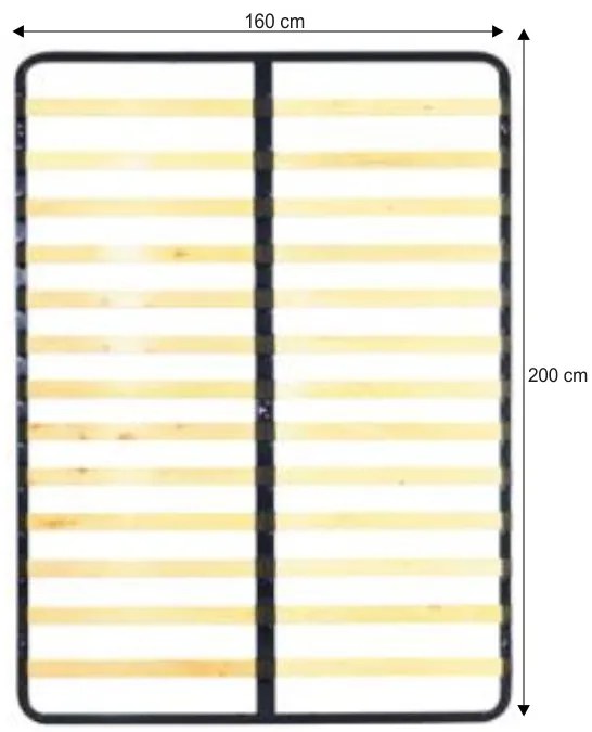 Somiera cu lamele in cadru metalic fix 160x200 cm