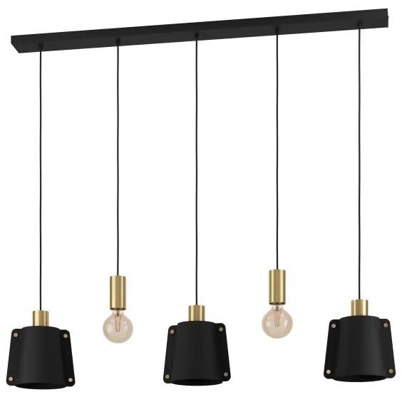 Lustră pe cablu Eglo 390115 MAJAGUA 5xE27/40W/230V negru/auriu