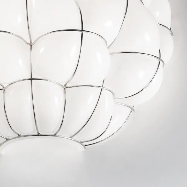 Aplică SIRU POUFF 1xE27/60W/230V crom/alb sticlă venețiană