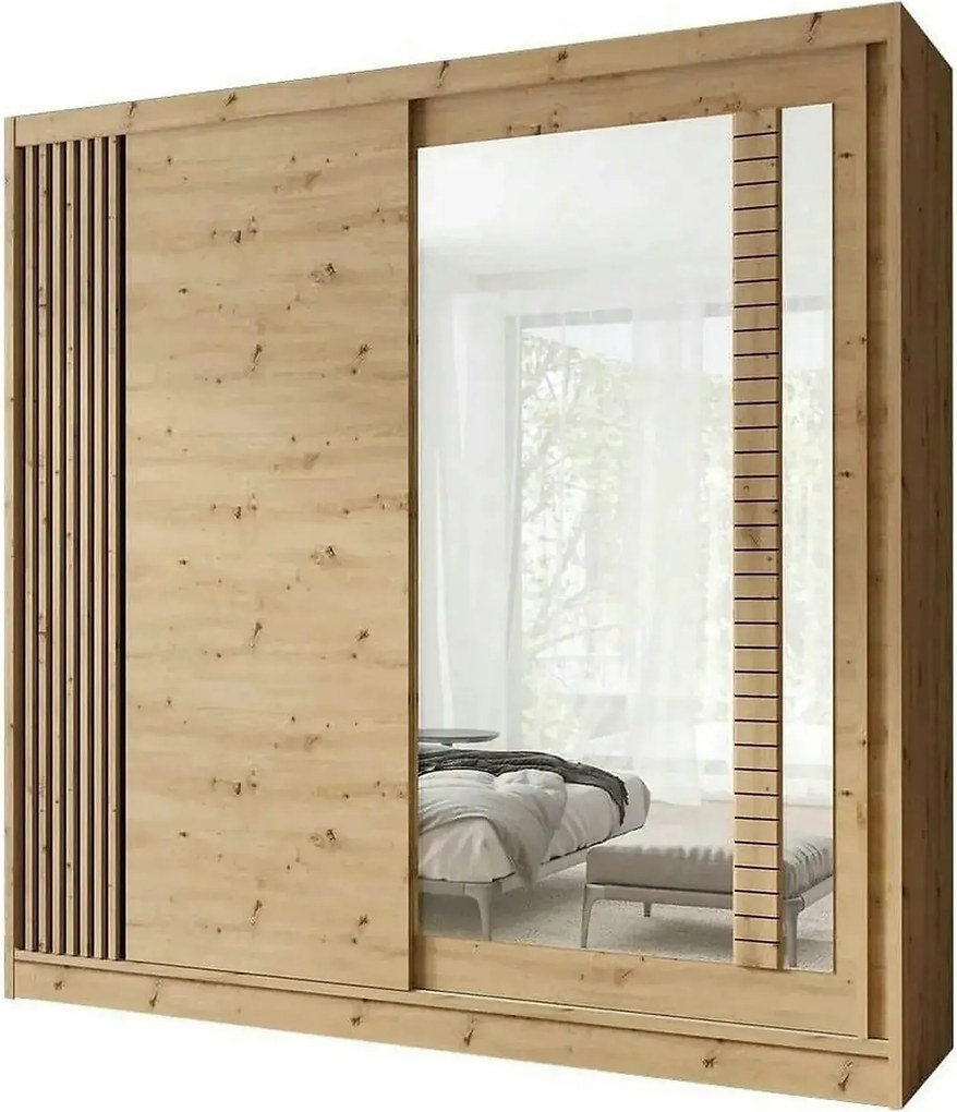 Dulap usi glisante 200 cm ARTIZ, stejar artisan, PAL, cu 2 usi