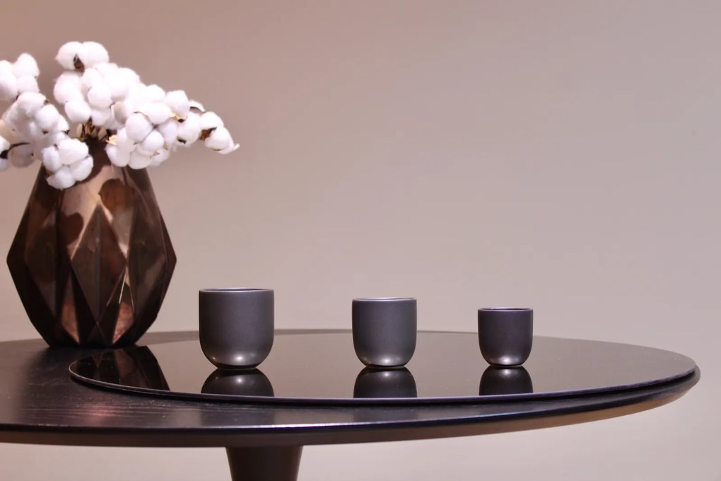 Set 50 Pahare Ceramica Novum Vulcano 150ml, Negru Carbon Mat (Espresso, Espresso Lapte)