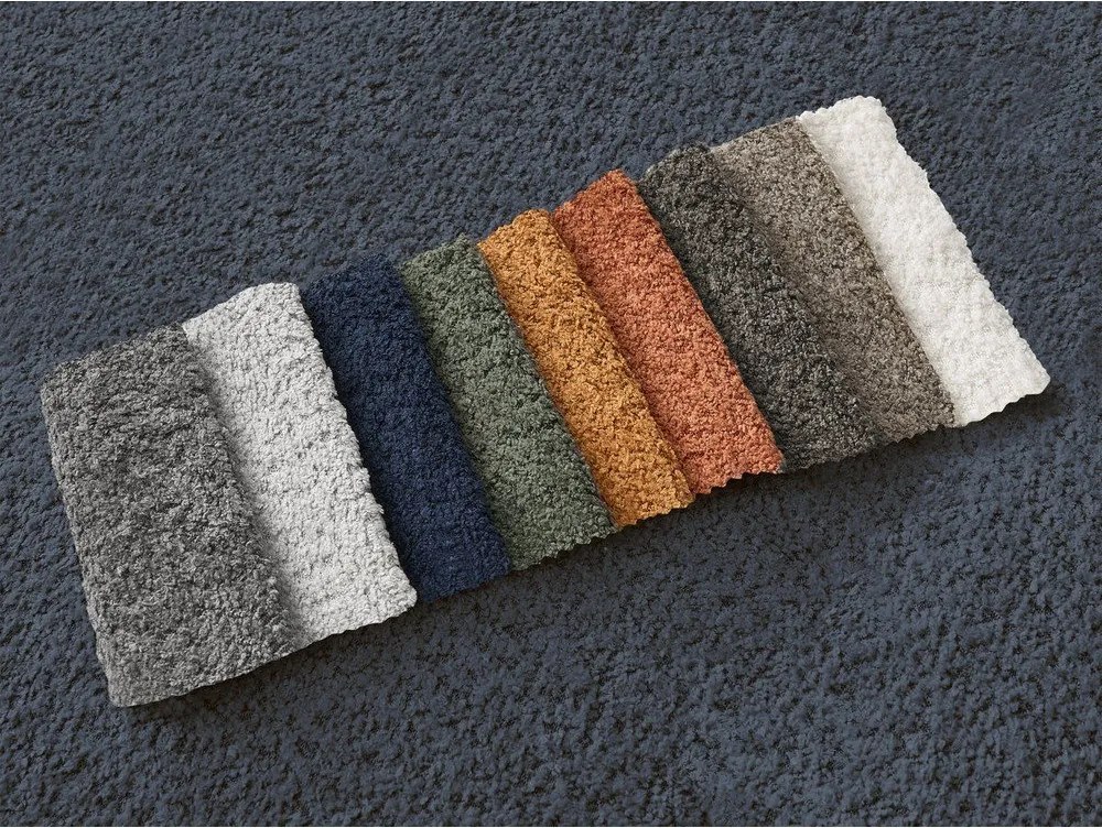 Colțar albastru închis cu tapițerie din țesătură bouclé (cu colț pe partea stângă/cu șezlong) Azra – Bobochic Paris