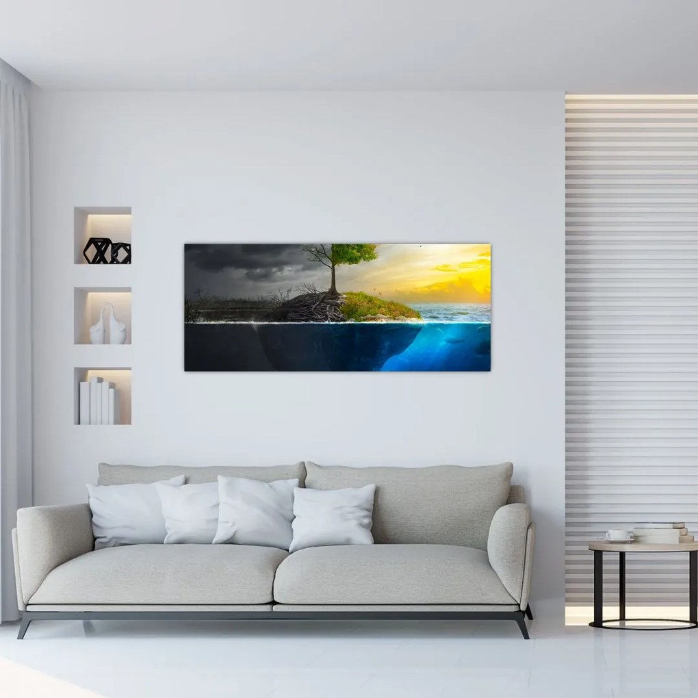 Tablou reprezentând două părți (120x50 cm)