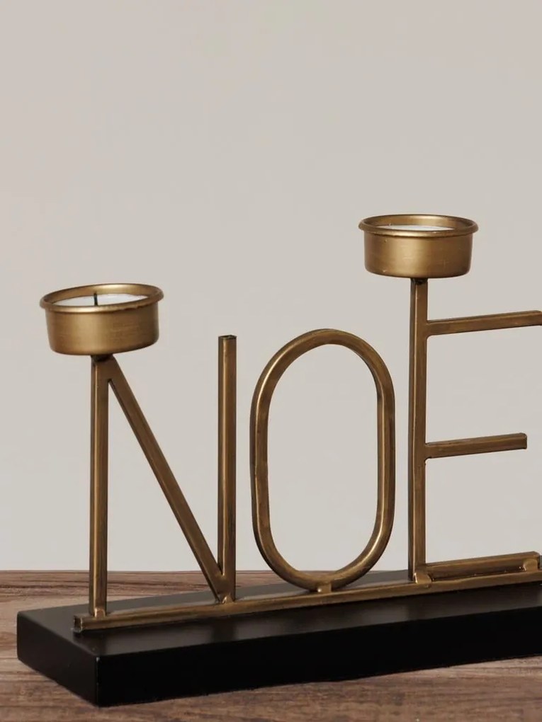 Suport pentru 3 lumanari, din metal, Noel