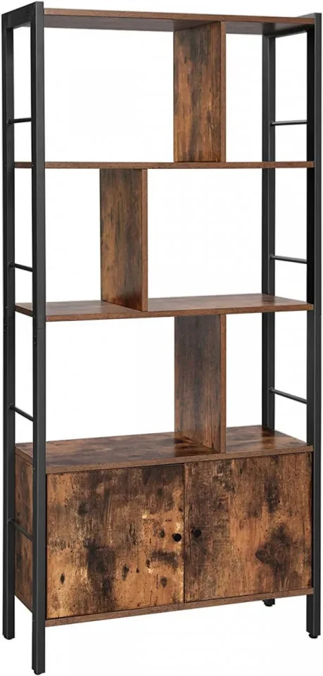 Biblioteca Living, Maro Rustic / Negru, PAL, Vasagle, LBC022B01