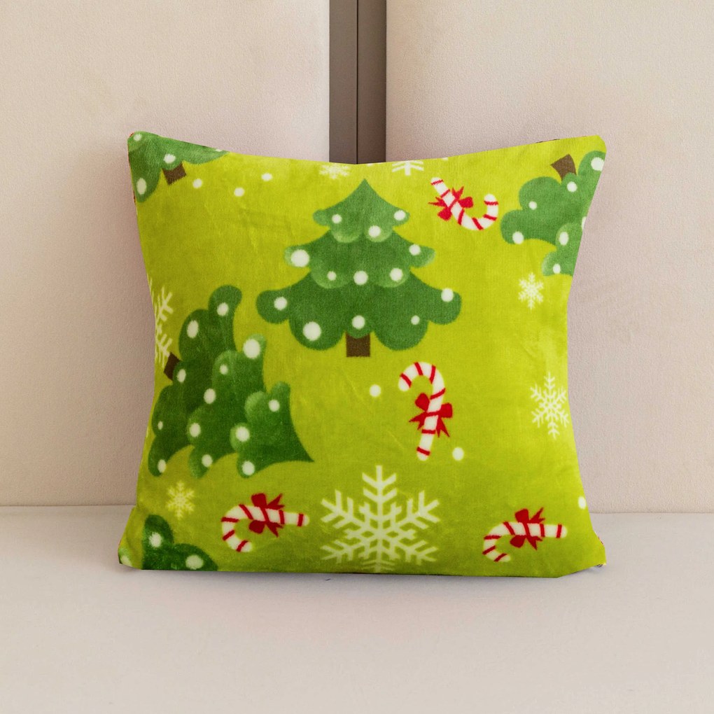 Fata de perna din microplus CHRISTMAS TREE 45x45 cm, verde