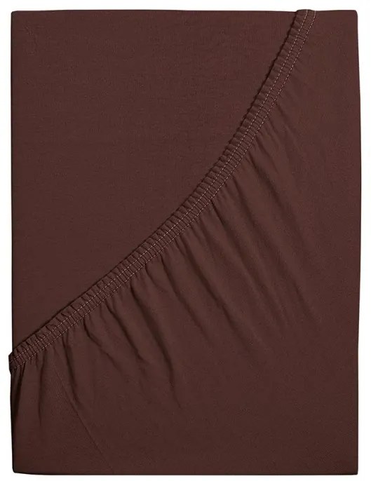 Cearsaf jersey din bumbac mako LUXORA 90x200 cm maro inchis