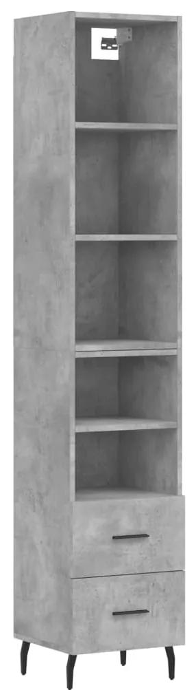 3189785 vidaXL Dulap înalt, gri beton, 34,5x34x180 cm, lemn prelucrat