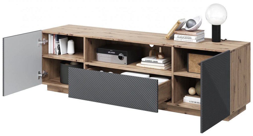 Comodă TV cu sertar Asha 167 cm - artisan / rivier stone mat