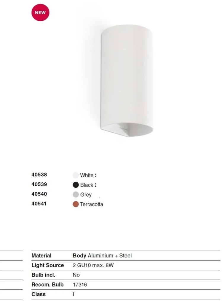 Aplica perete aluminiu alb, 2xGU10, SOLE round