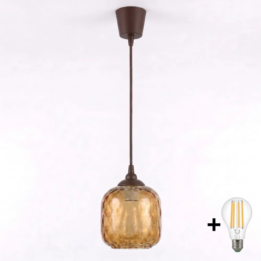 Brilagi - Lustru LED suspendat pe cablu R GLASS 1xE27/60W/230V Ø 14 cm maro/maro fumuriu