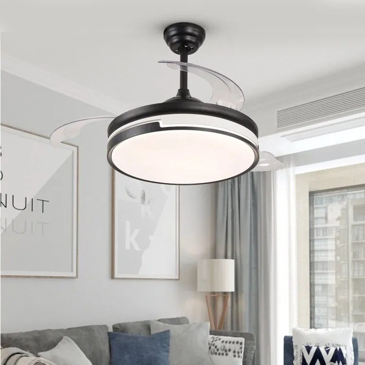 Ventilator Plafon LED cu Lumină în 3 Tonuri, Motor Cupru, Temporizare și Telecomandă, Negru