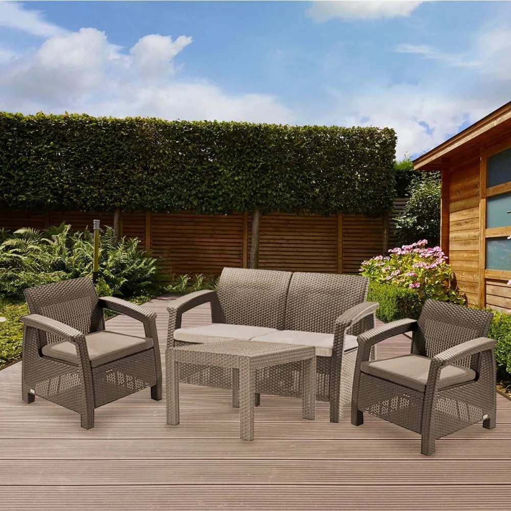 Set de mobilier de grădină Corfu Light cu masă Chicago cappuccino