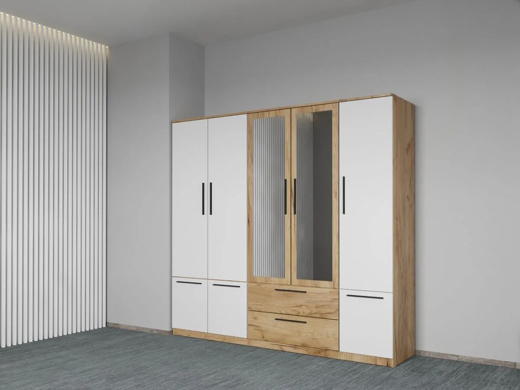 Set mobila dormitor complet Alb/Stejar Levi C11