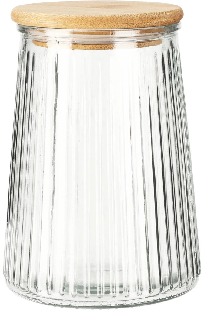 Borcan cu capac din bambus, inchidere etansa