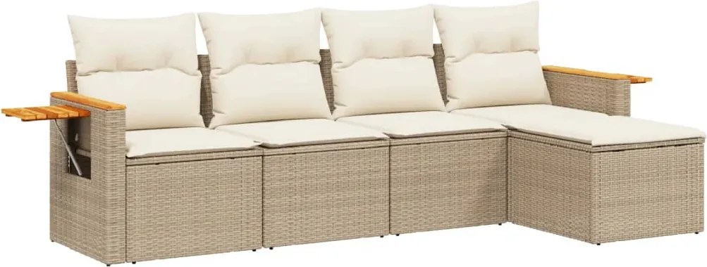 vidaXL Set canapele de grădină cu perne, 5 piese, bej, poliratan