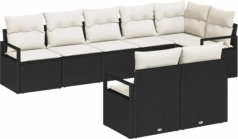 vidaXL Set de canapea 8 pcs Negru poliratan