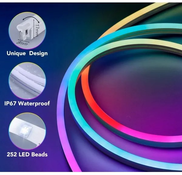 Bandă LED flexibilă Govee Neon SMART 2m RGBIC Wi-Fi IP67