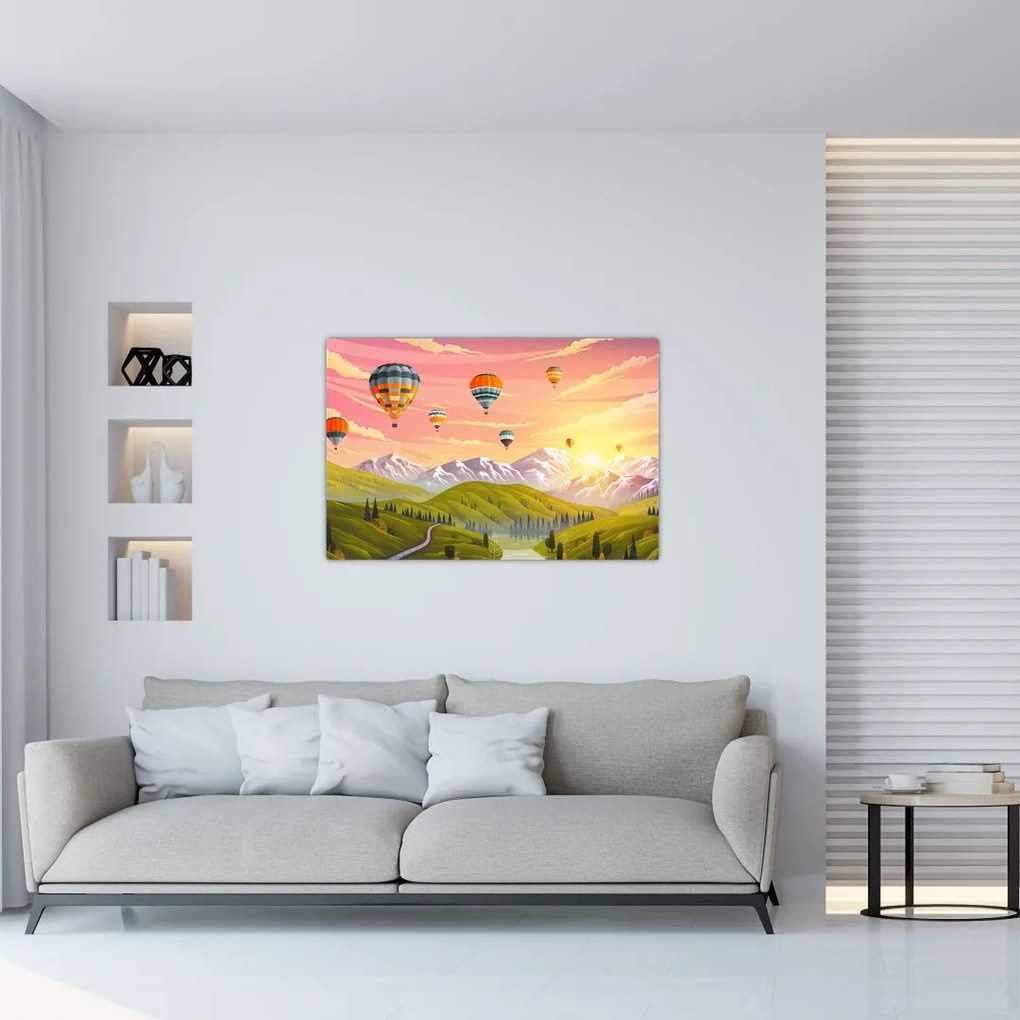 Tablou - Baloane deasupra unui peisaj (90x60 cm)