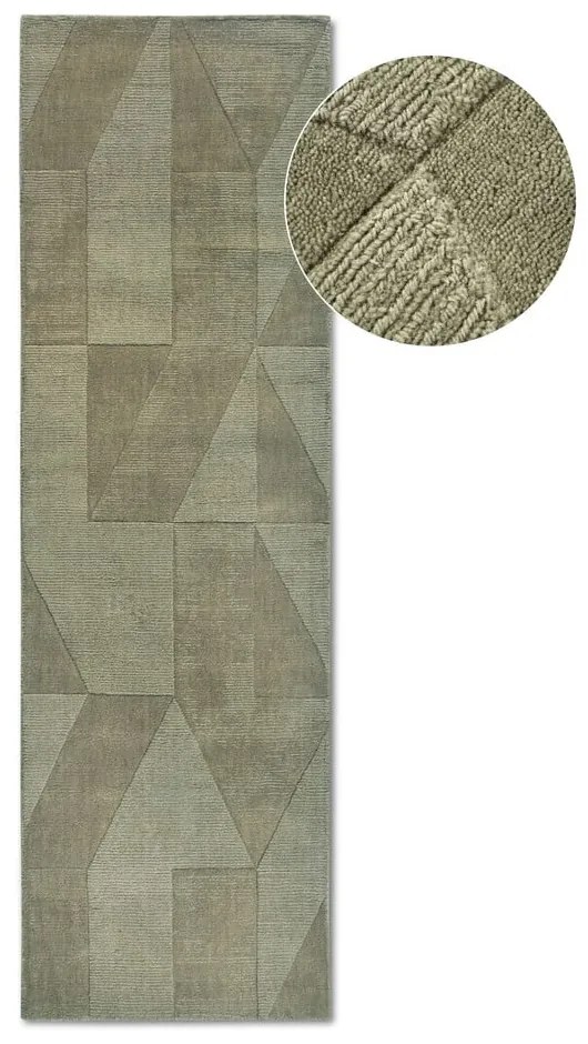 Covor tip traversă verde țesut manual din lână 80x250 cm Ursule – Villeroy&amp;Boch