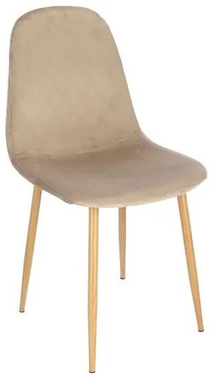 Scaun bucatarie/living, catifea, model cusatura pe spate, bej, max 100 kg, 44x52x85 cm, Vigo