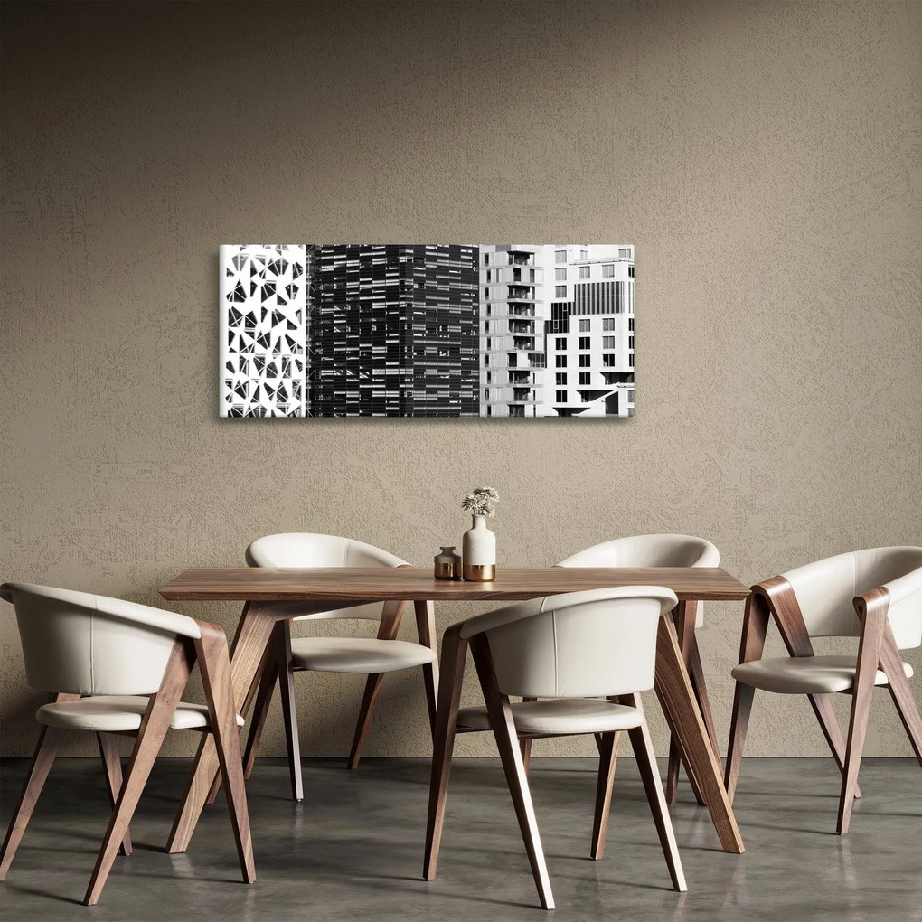 Tablou cu arhitectura alb neagră (120x50 cm)