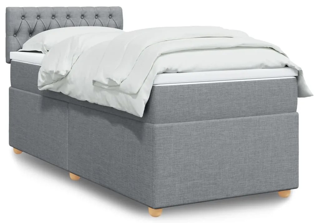 vidaXL Pat continental cu saltea, gri deschis, 80x200 cm, textil