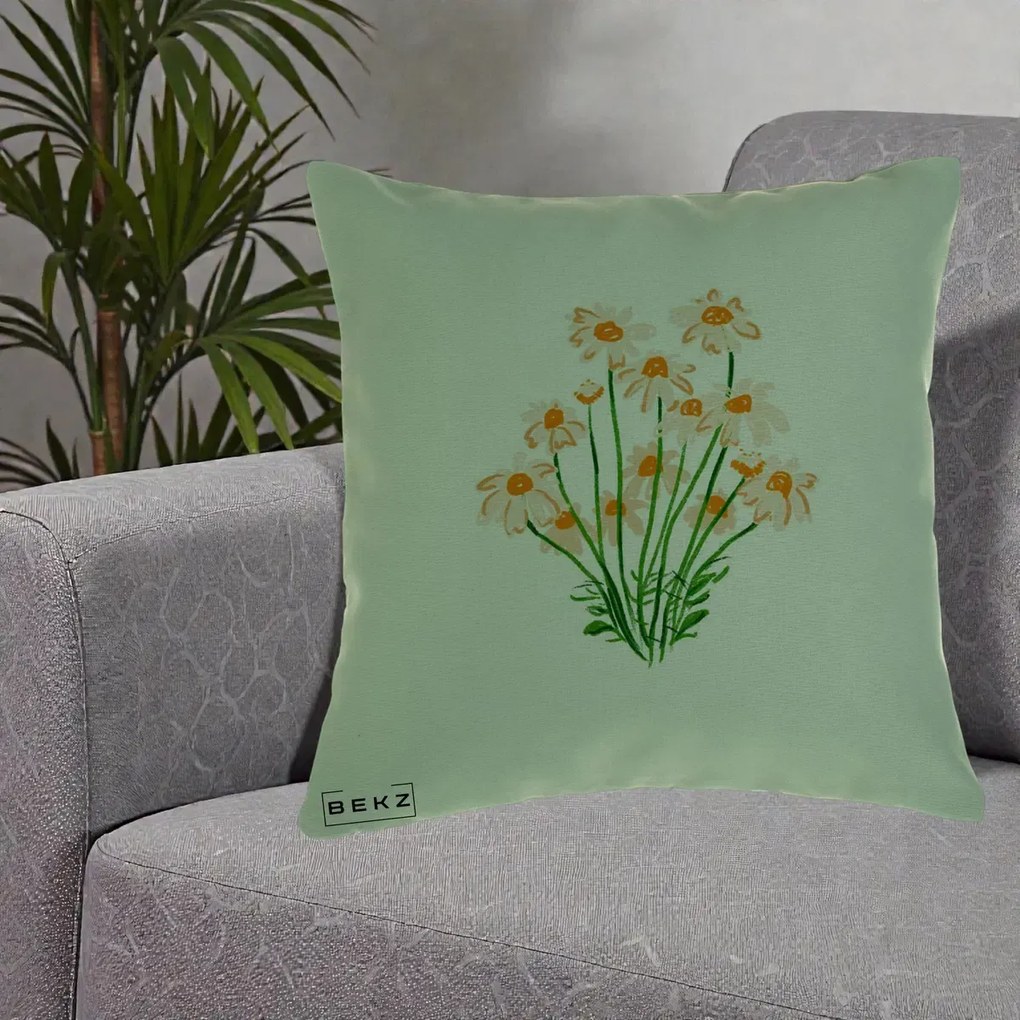 Perna Decorativa Margarete Camp, 40x40 cm, Verde, Husa Detasabila, Perna Inclusa, BEKZ®