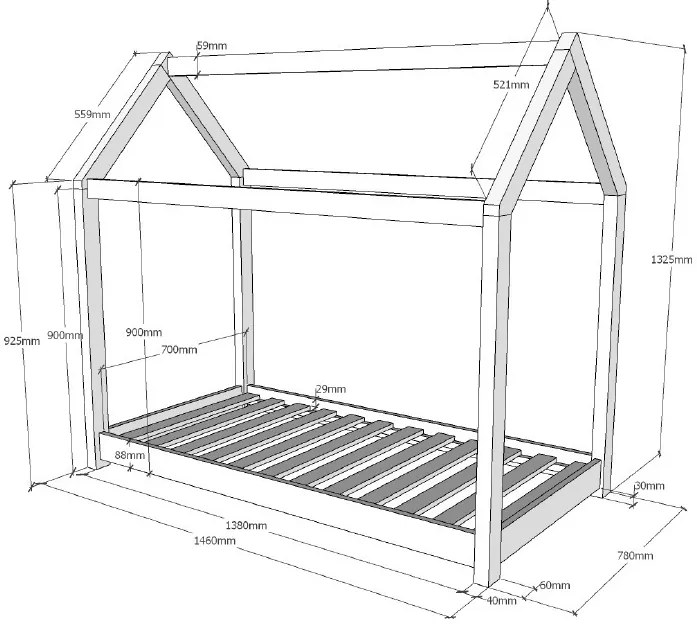 CABANE Pat copii PENTRU COPII MICI 70 X 140 CM NATURAL