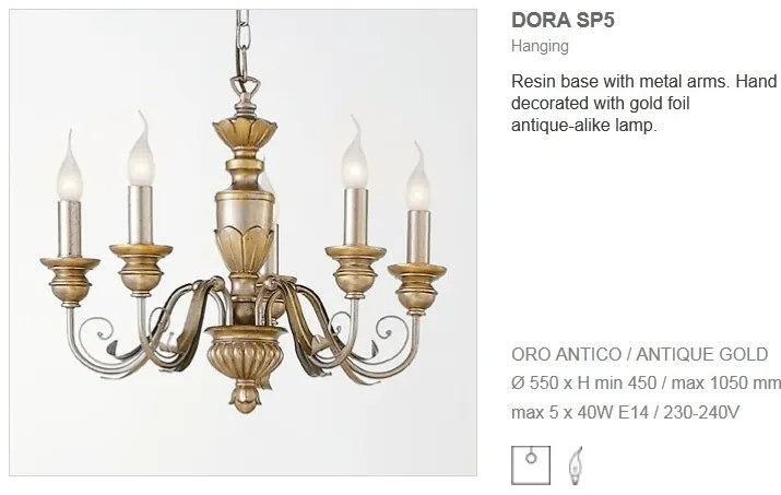 Candelabru 5 brate diametru 55cm FIRENZE SP5 ORO 020822